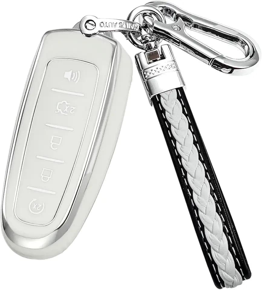 for Ford Key Fob Cover with Keychain,keychain silver white