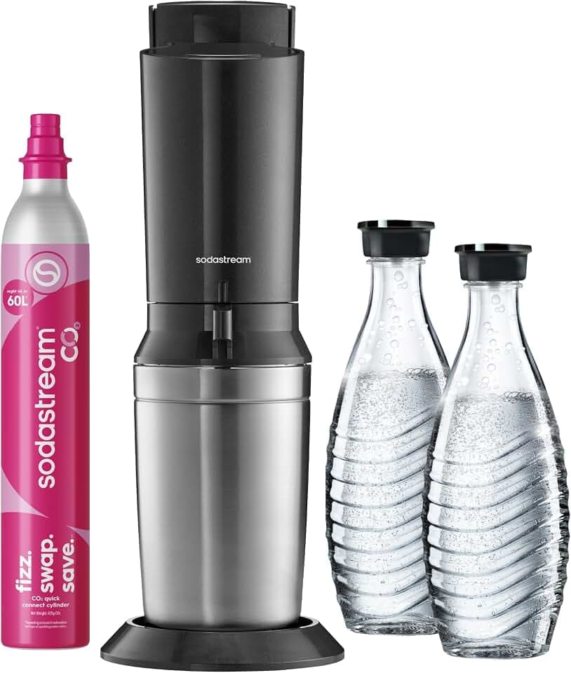 SodaStream CRYSTAL 3.0 Wassersprudler - 2x 0,7L Glaskaraffe & CO2-Zylinder