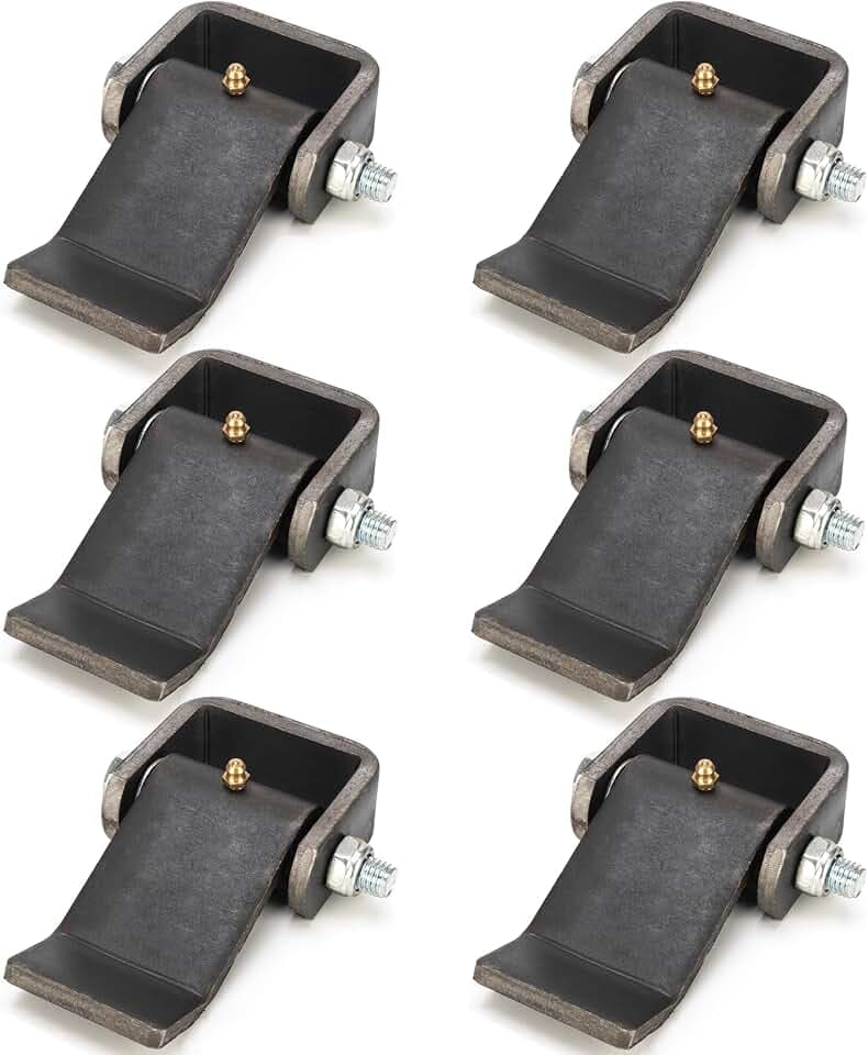 Weld on Trailer Hinges, Heavy Duty Tailgate Door Strap Hinge with Grease Zerk, Greaseable Strap Style Leaf Truck Hinge, Trailer Door Strap, 6 Pack