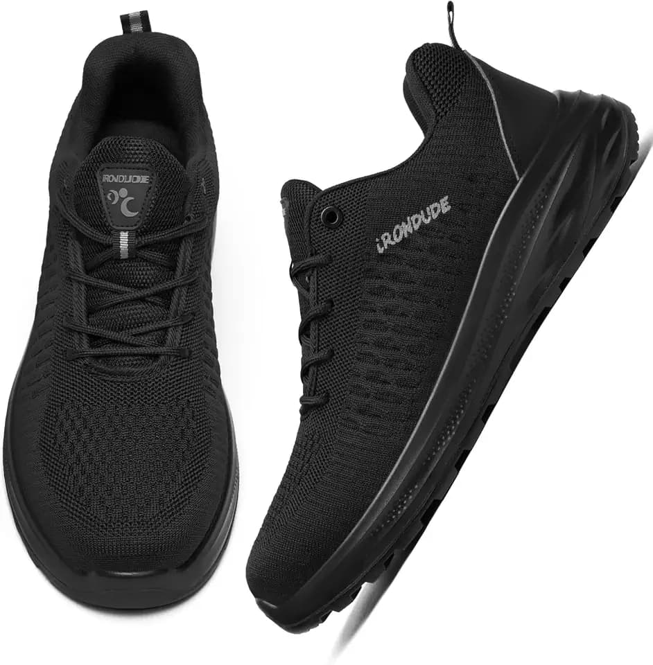Composite Toe Shoes for Men Black Non Slip Work Shoes Breathable