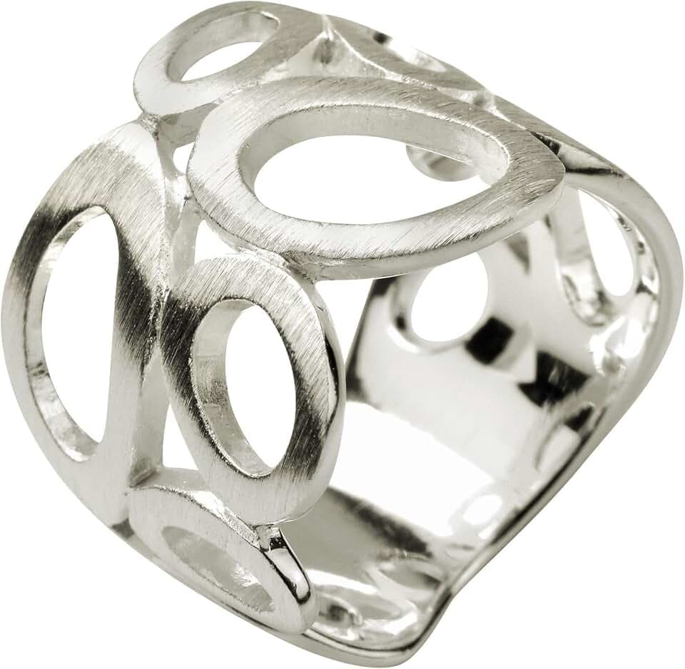 SILBERMOOS Damen Ring Motiv Bandring oval matt breit Sterling Silber 925