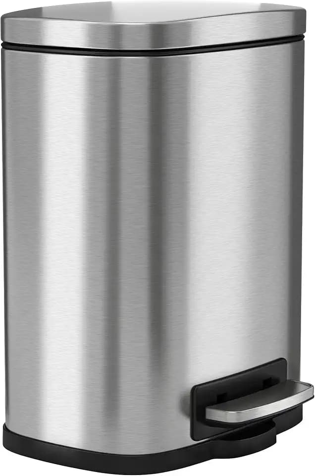 1.3 Gallon / 4.9 Liter Fire Resistant Stainless Steel Step On Pedal Trash Can with Odor Filter and Removable Inner Bucket, FM Approvals Class 6921