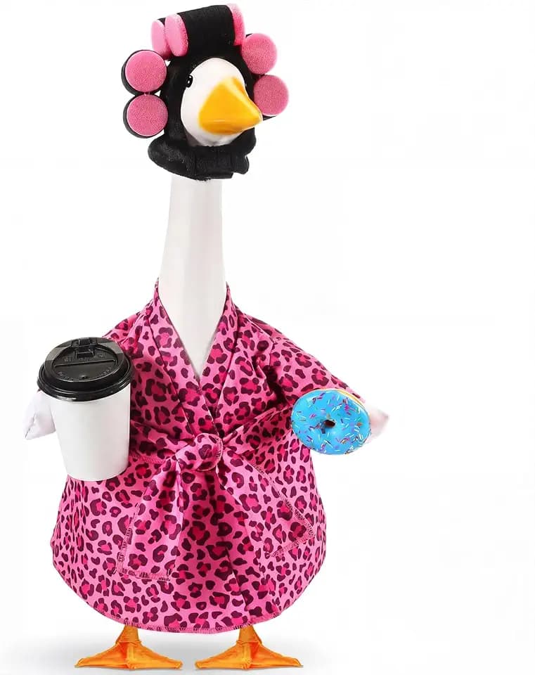Shyyween Lady Porch Goose Outfit, 23 Inch Bathrobe with Curlers and Cup