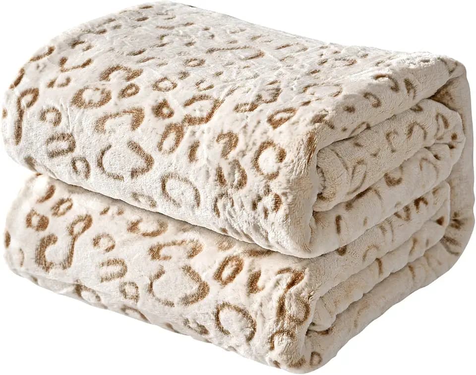 FY FIBER HOUSE Flanell Fleece Decken, extra weiche Flauschige Kuscheldecken, leichte, gemütliche Mikrofaser Sofadecke/Couchdecke für Erwachsene, 150x200cm, brauner Leopard