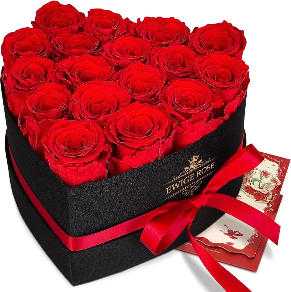 17 Infinity Rosen, Ewige Rot Rose Geschenke für Frauen, Konservierte Rose in Herzbox für Frauen Mutter zum Geburtstag Jahrestag Valentinstag Muttertag Weihnachten Hochzeitstag Rosenbox