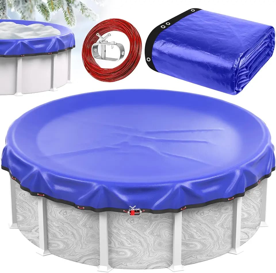 Winter 30 FT Round Pool Covers for Above Ground Pools, with Cable & Winch