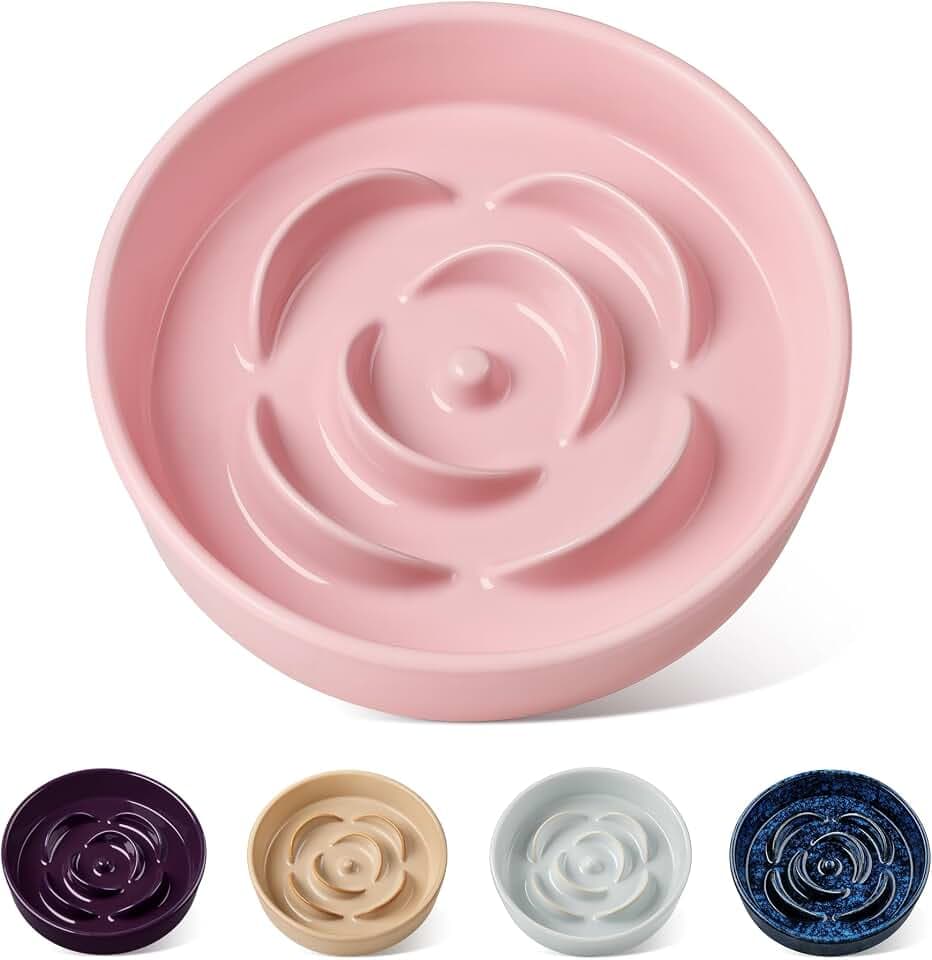 Hundenapf aus Keramik, vancasso Antischlingnapf Hunde für mittelgroße und große Hunde, Rosa (15,9 cm)