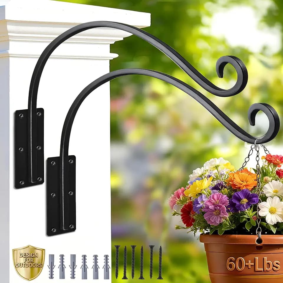 Heavy Duty 16 Inch Plant Hangers Bracket Outdoor 2 Pack Hanging Plant Hook