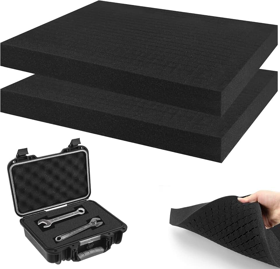 2 Stück Schaumstoff Zuschnitt Rasterschaumstoff Schaumstoffeinlage Werkzeug 400x300x50 mm, für Werkzeugkoffer Kamerakoffer Transportkoffer, Schaumstoffinlay für Schutzkoffer