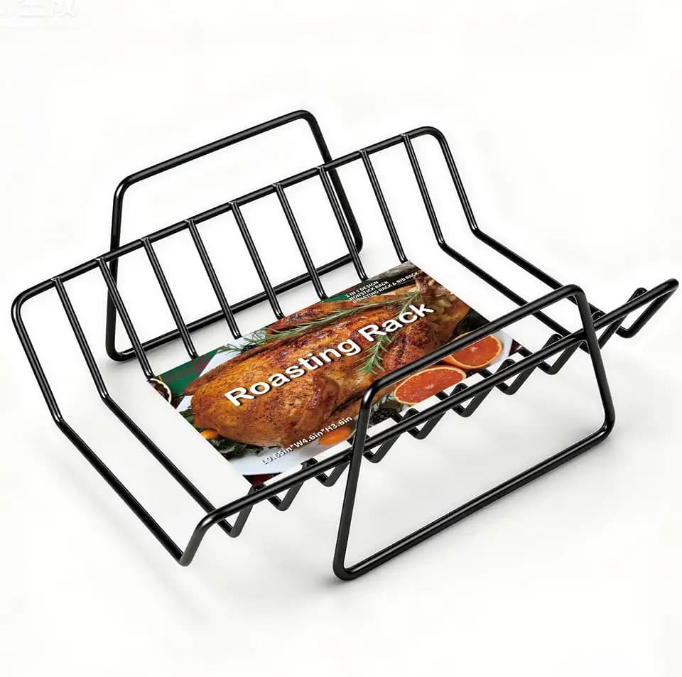 Roasting Rack for Roasting Pan Heavy duty, Non-Stick Safe Coating, Long 10”