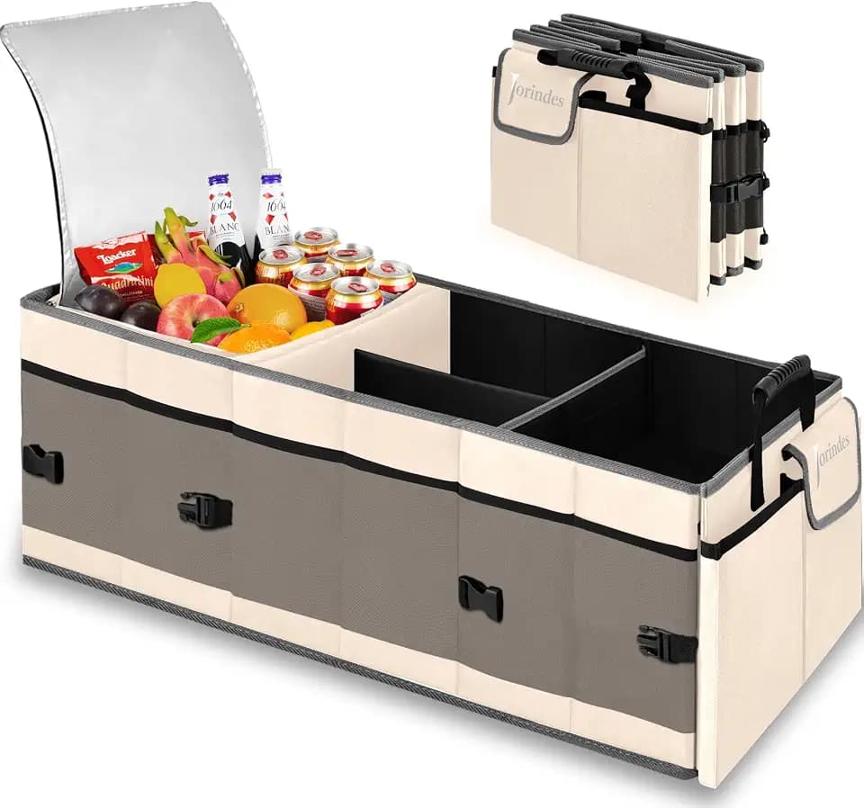 Trunk Organizer and Storage with Built-In Insulated Leak Proof Cooler Bag