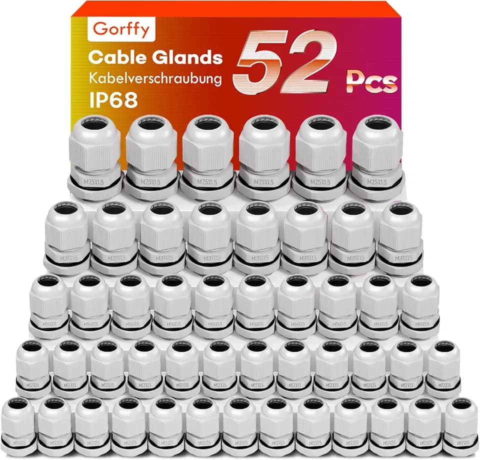 52 Stück Kabelverschraubung Set, M12 M16 M20 M25 Kabeldurchführung
