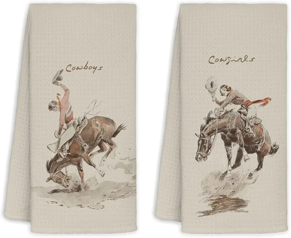 Jvpke Western Bathroom Decor, Couples Gifts, Western Kitchen Bath Towels, Cowboy Bathroom Decor Set of 2, Gifts for Couples, Western Dish Towels, Western Hand Towels 16×24 in, 342hslc-mj-two