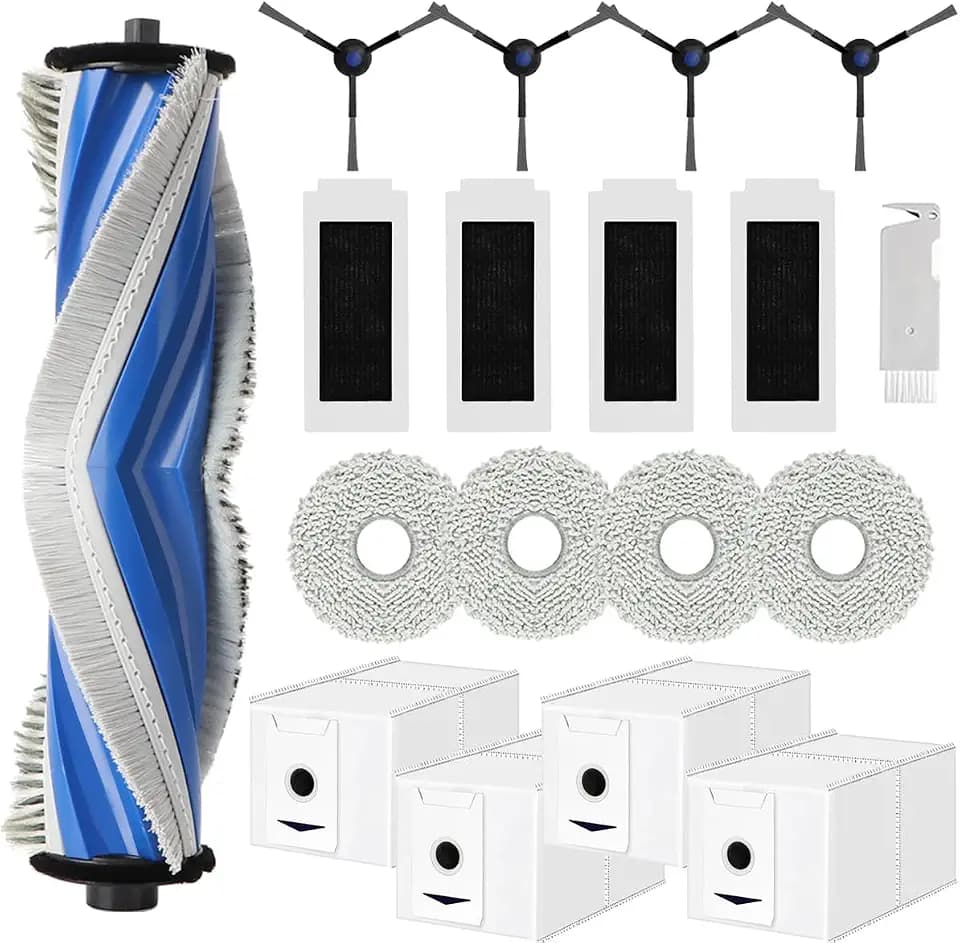 Zubehör für ECOVACS DEEBOT T30 Omni/ T30 PRO Omni Saugroboter, Ersatzteile Set mit 1 Hauptbürste(Zero Tangle Bürste), 6 Wischtücher, 4 Staubbeutel, 4 Seitenbürsten, 4 Hepa Filter