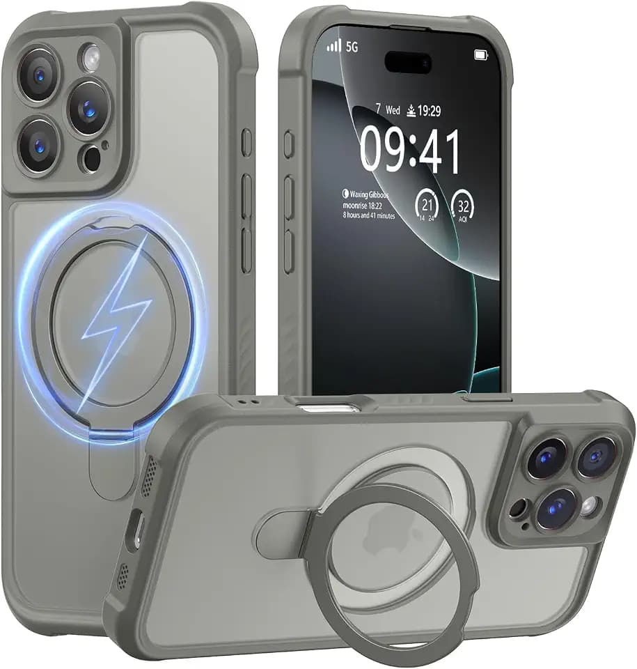 MOCCA Magnetic for iPhone 16 Pro Max Case with Stand,Titanium Gray
