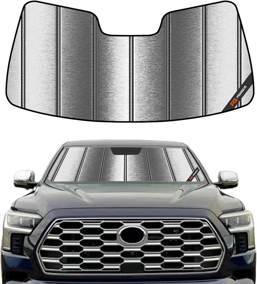 Pigenius Windshield Sunshade for Toyota Sequoia 2023-2026 Custom Front Window Sun Shade - Metallic