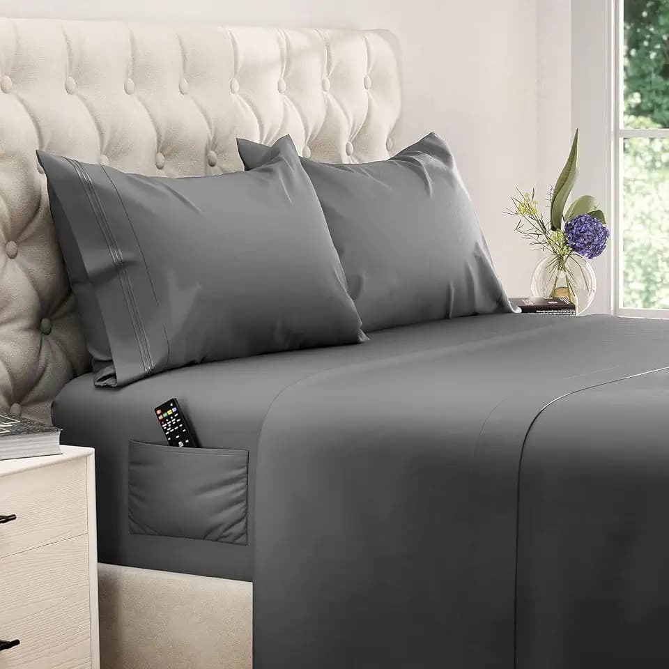 DREAMCARE Twin XL Sheets - Twin XL - Extra Deep - Dark Gray