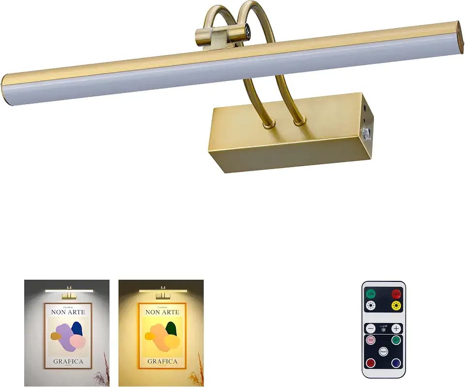 Picture Lights for Wall,5000mAh Wireless Wall Light,16" Art Light,Brass