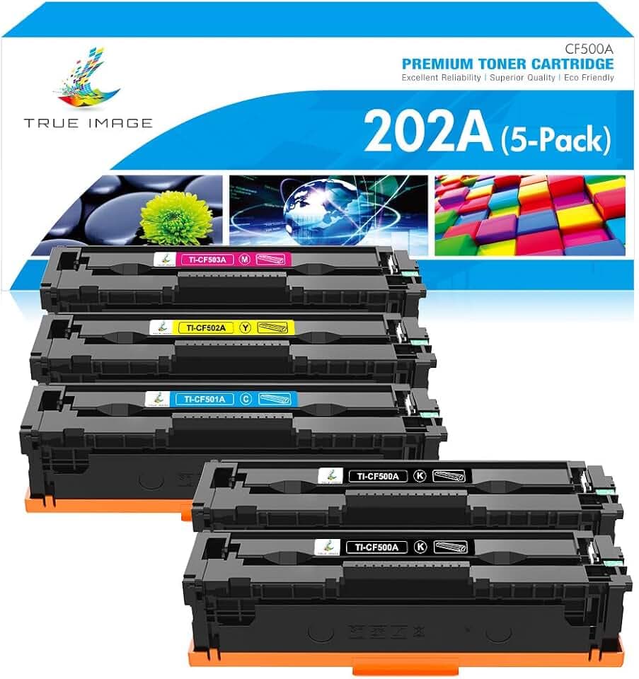 202A 202X Toner Cartridges for HP 202 CF500A CF500X M281fdw 5 Pack