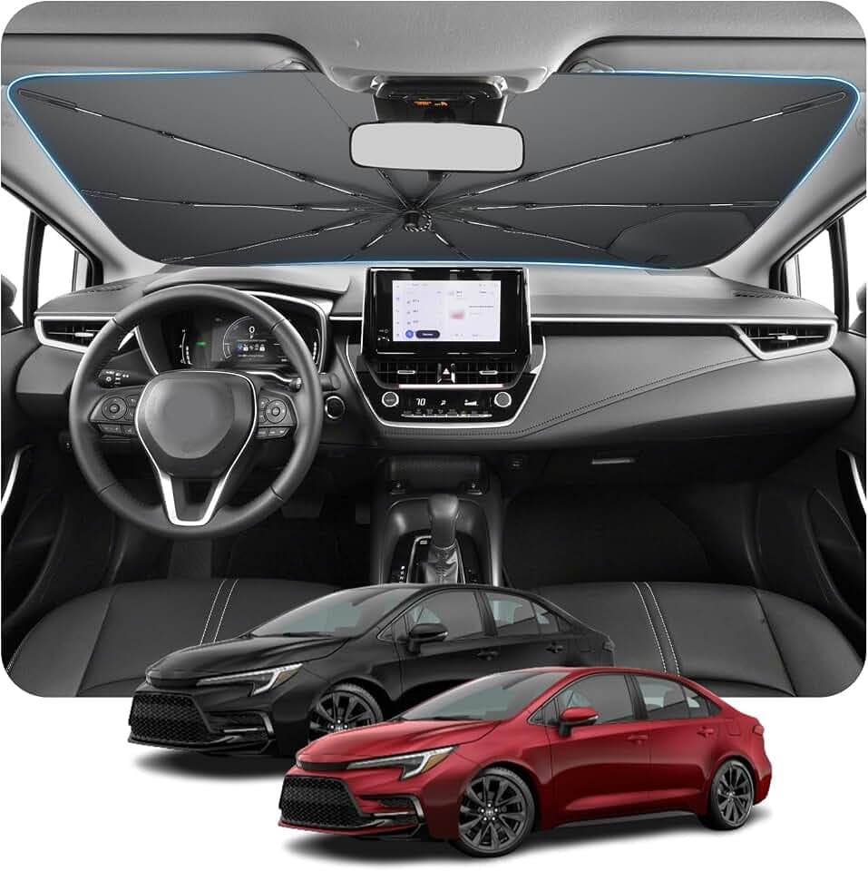 [2026 Upgrade] BSTW Kompatibel mit Toyota Corolla E210 2022-2025 2026 Sonnenschutz für Frontscheibe, Automatisch Faltbar Pull-Cord-Sonnenschirm Fiberglas-Skelett UV-Schutz Hitzeschutz Corolla Zubehör