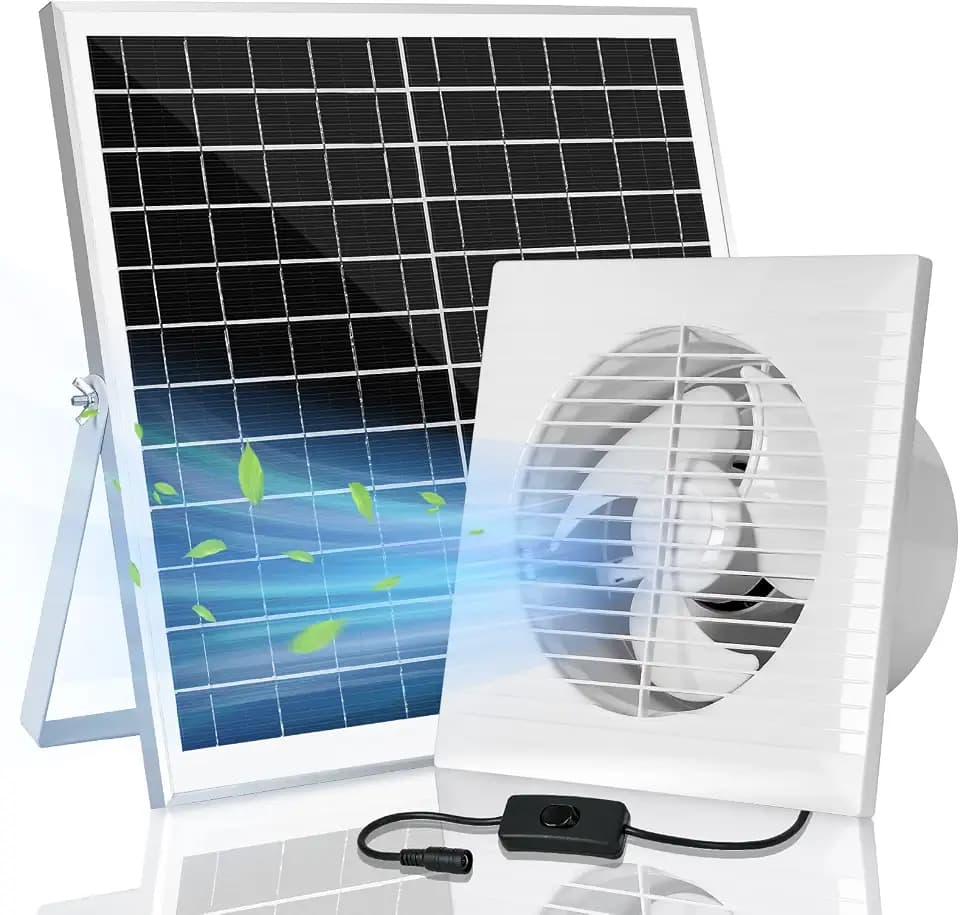blessny 8" Solar Exhaust Fan for Greenhouse, Chicken Coop, Shed & Pet House