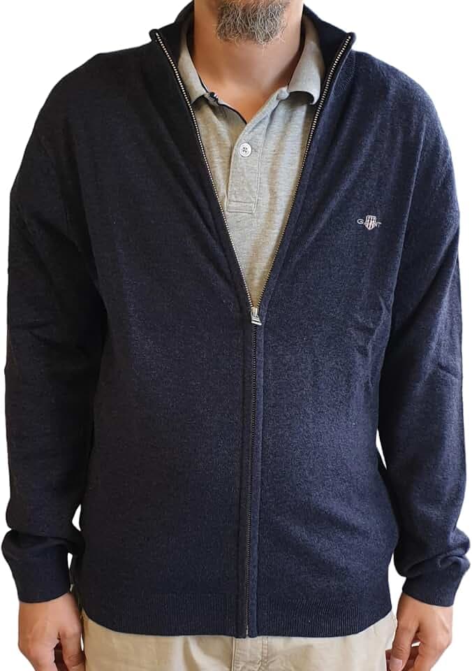 Gant Herren Extrafine Lambswool Zip Cardigan Strickjacke