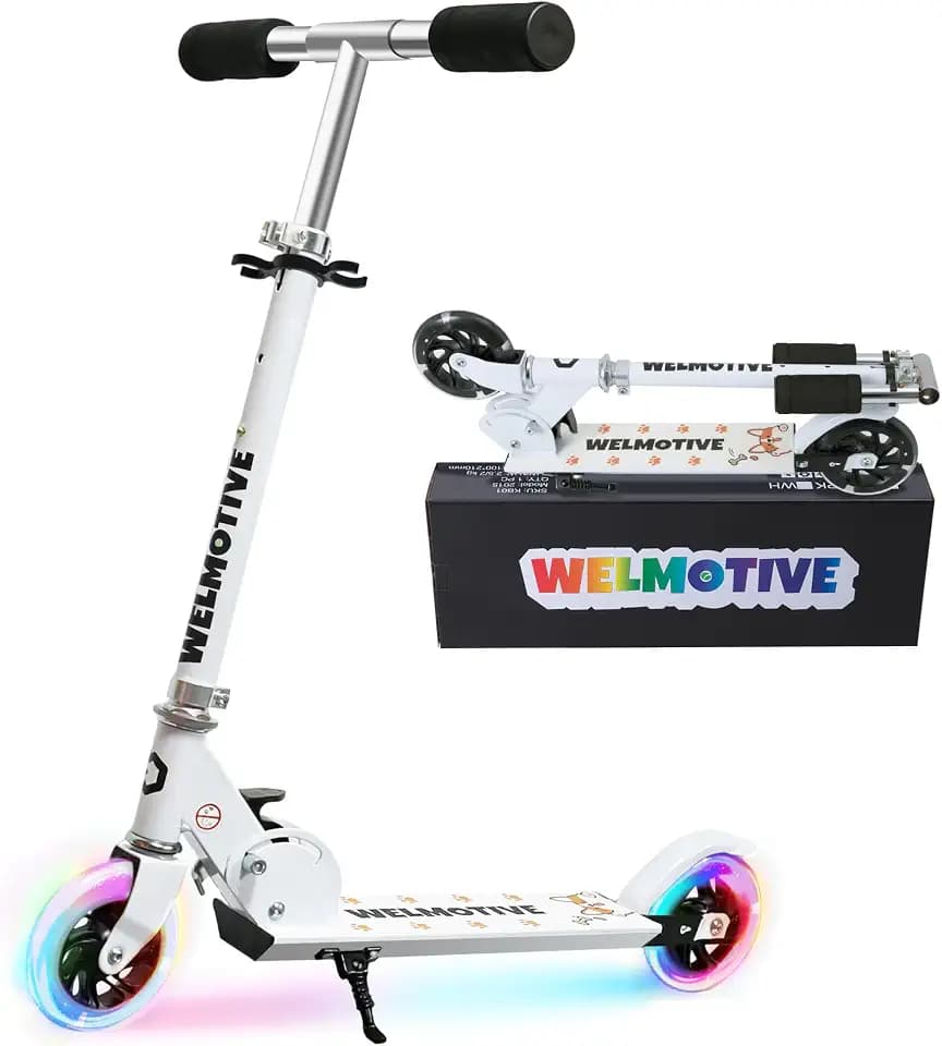 Roller Kinder 2 Räder, Klappbar Kinderroller für Mädchen Jungen, Tretroller mit LED Leuchtende Räder, 3 Höhenverstellbare, Ständer, Scooter for Kinder ab 3-12 Jahre