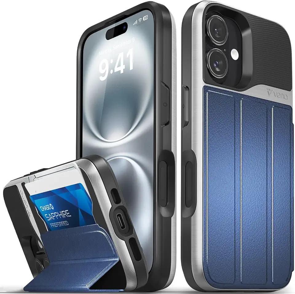 VENA vCommute for iPhone 16 Wallet Case, Blue