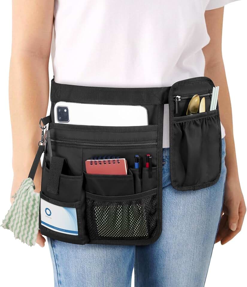 Rexmica Waitress Server Apron with Extra Removable Pouch