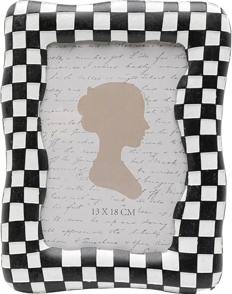 Kare Bilderrahmen Checker, Schwarz/Weiß, 13x18 cm, Bilderrahmen, Geschenk, Schachbrett-Muster, Wohnzimmer