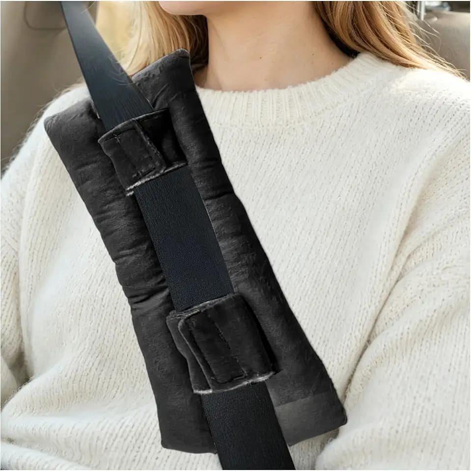 Mastectomy Seat Belt Pillows, Post-Surgery Auto Seat Belt Pillow Cushions with Hook-and-Loop Fastener, Surgery Recovery Seatbelt Cover Pads for Most Vehicles, Car Accessories (Black)