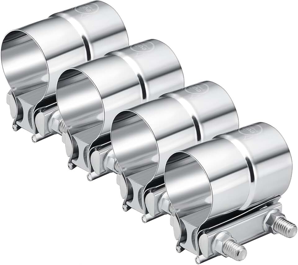EVIL ENERGY 2.0'' Exhaust Clamp, Lap Joint Band Clamp Stainless Steel for Pipes, Mufflers, Catalytic Converters (4Pcs, 2.0 inch)