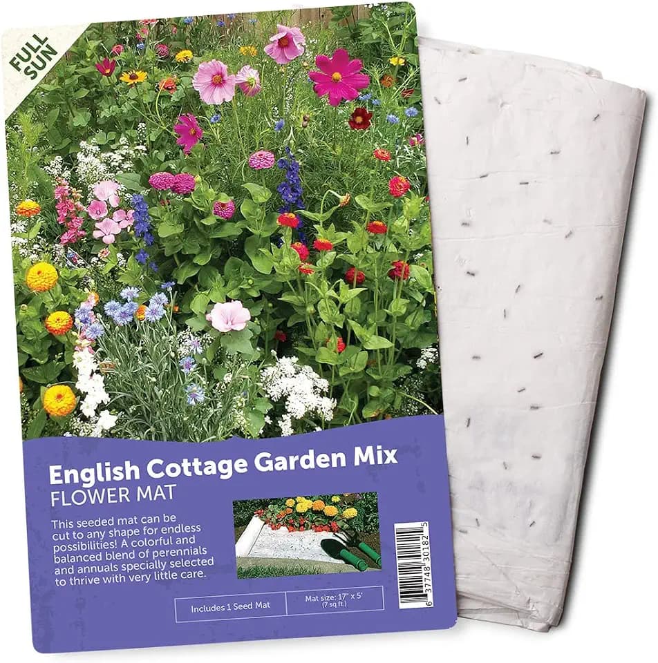BloomingBulb Seed Mat - Easy to Plant and Grow Garden Seeds - Creates Fragrant, Vibrant Flower Garden – Customizable Flower Beds- English Cottage Garden Mat