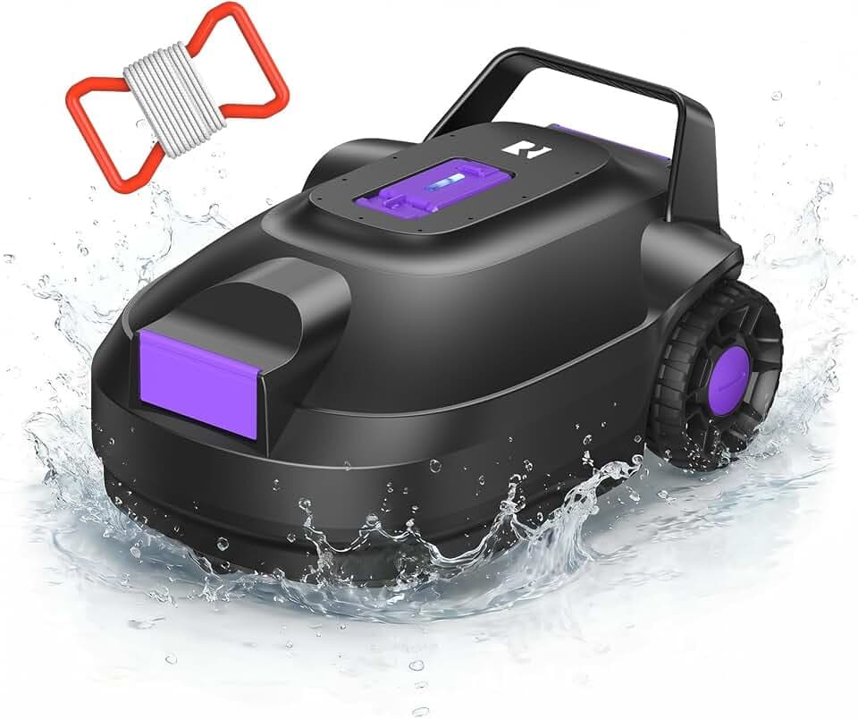 Redkey S200 Poolroboter, Kabellos Poolsauger Akku mit 180 Min Laufzeit, Dual Motoren, Doppelsiebe, Doppelte Saugkraft, Selbsteinparkfunktion, Poolsuager für Flache Böden Pools bis zu 100 m² (Lila)