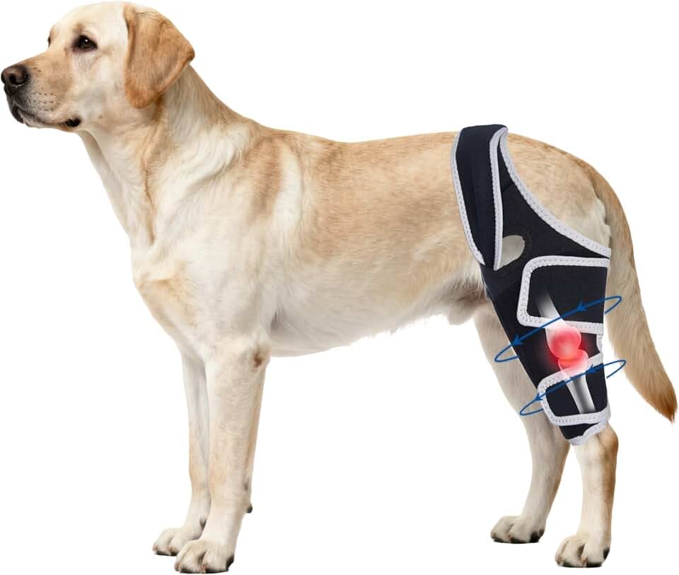 Adjustable Dog Hind Leg Brace for Small to Large Dog,Dog Knee Brace for Torn Acl Hind Leg with Metal Stabilizer- Keeps The Joint Warm and Stable,4 Size,L.