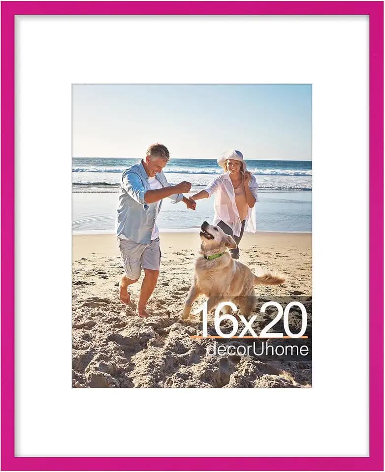 decorUhome 16x20 Picture Frame Fits 11x14 Photos with Mat, Magenta