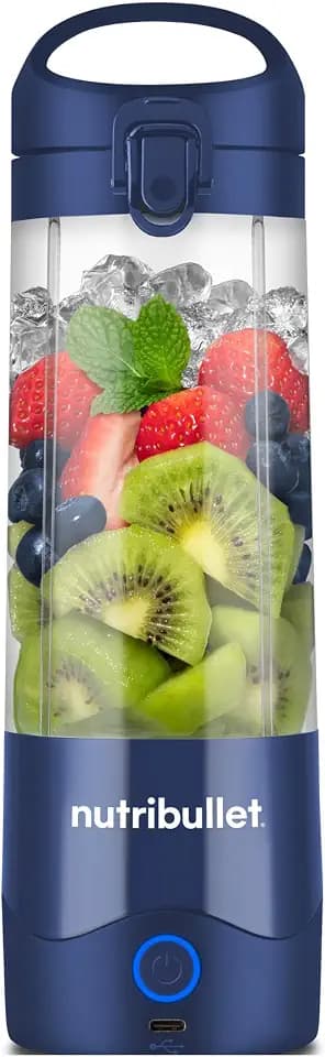 nutribullet Portable, Smoothie Maker to go, 475 ml BPA-freier Becher, kabellos, wiederaufladbar für 15+ Mixvorgänge, tragbarer mini Mixer für mix & go, zerkleinert Eis & Obst, Blau, NBP003NBL