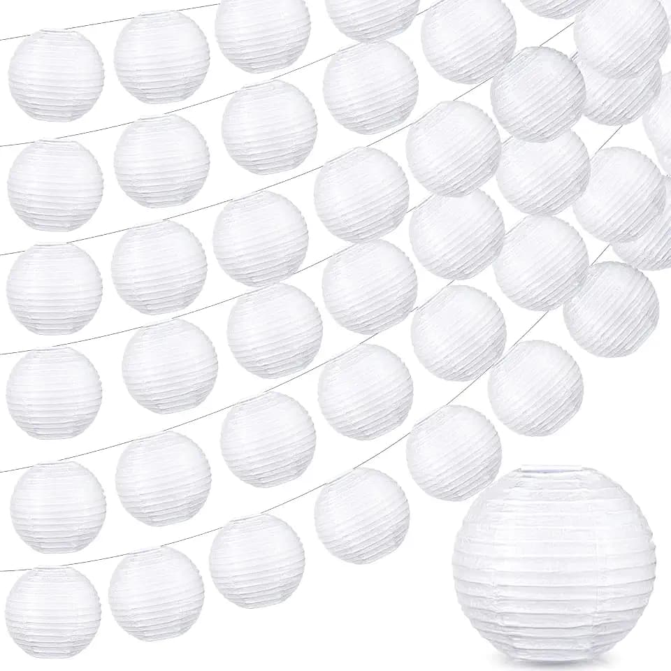 40 Pcs 3 Inch White Chinese Paper Lanterns Wedding Party Decorative Japanese Hanging Round Paper Lanterns Lamp for Weddings,Christmas Trees, Parties Home Decor