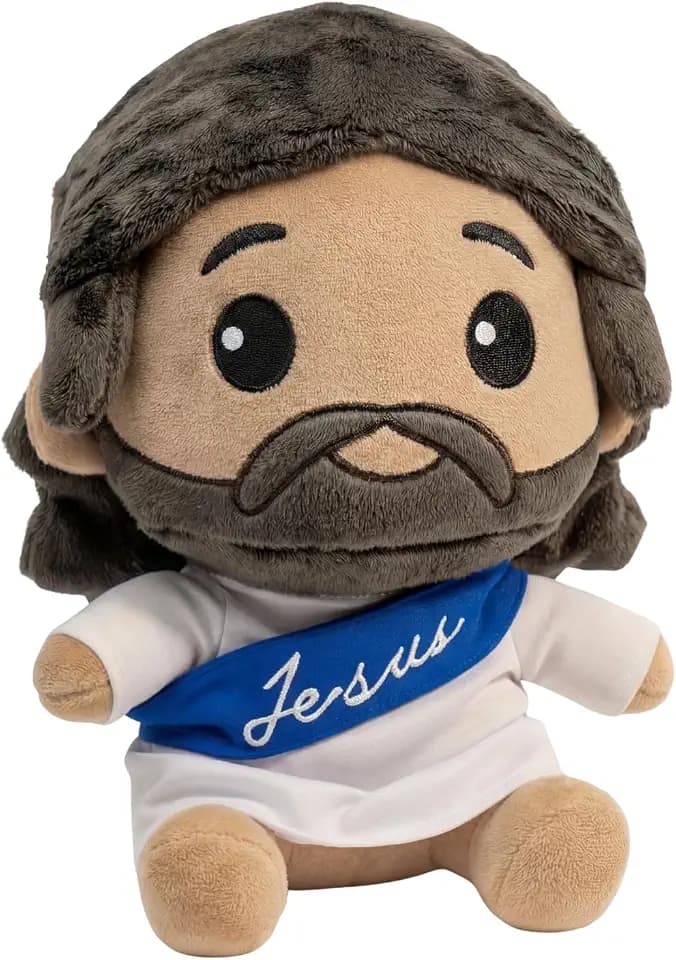 Jesus Plush Doll | Soft Stuffed Jesus Plush with Embroidered Details for Comfort, Gifting, & Christian Home Display | Cuddly Seated Design | 11.22 Inch (Blue)