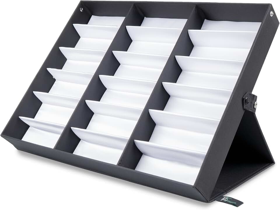 ProSource Sonnenbrillen-Organizer-Box mit 18 Fächern, mit Stoff ausgekleidet, Schnappverschluss