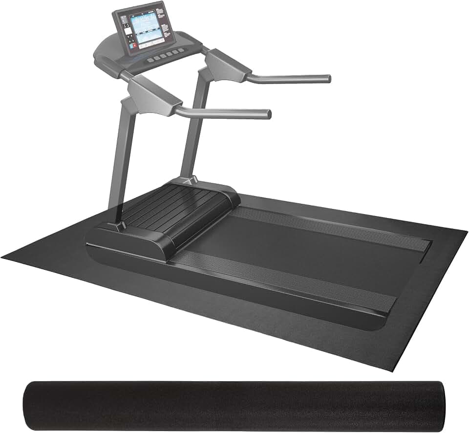 Fitvids 7x5 Feet High-Density Gym Equipment Floor Mat, 1/4-Inch Thick PVC – Non-Slip Flooring for Treadmill, Stationary Bike, Elliptical Trainer, Weight Bench, and Heavy Exercise Machines