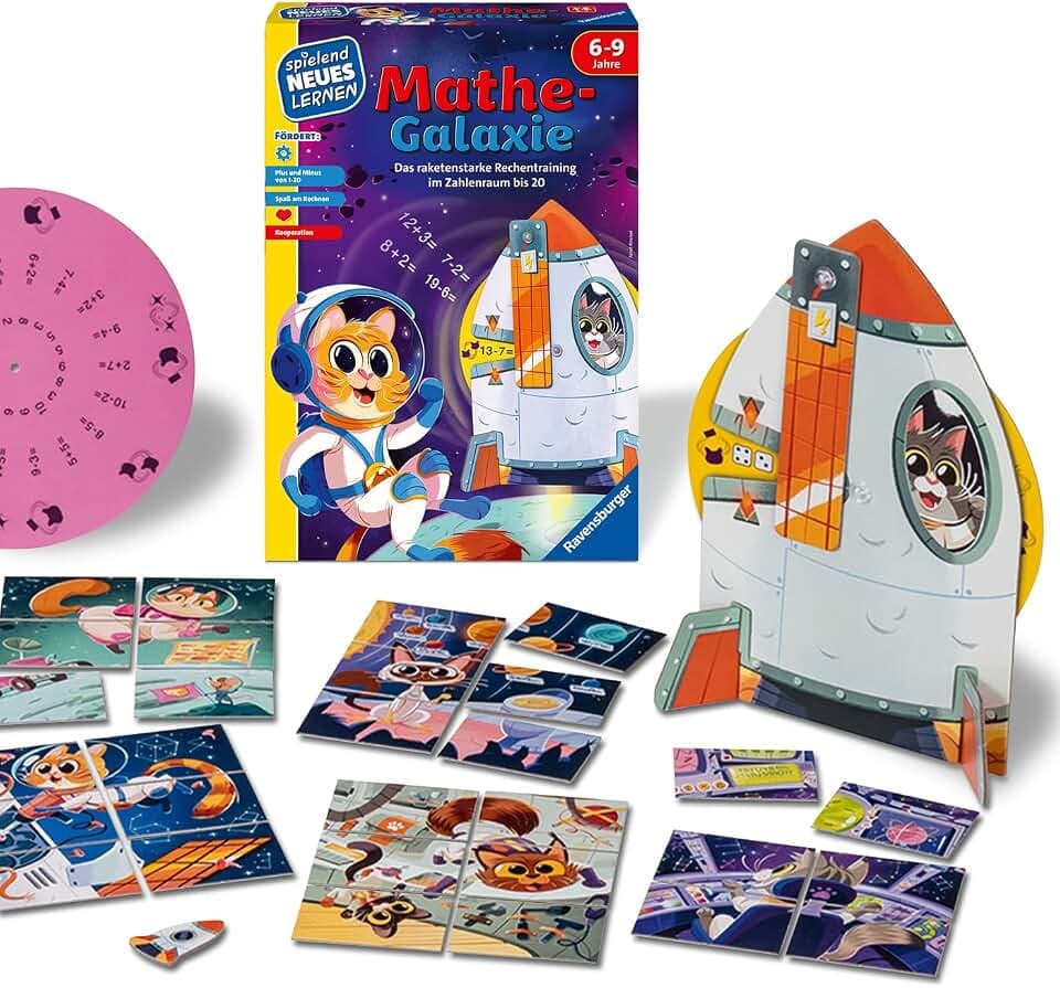 Ravensburger Kinderspiel Mathe-Galaxie - Lernspiel ab 6 Jahre | Spiel für 1-4 Spieler, Spielend Neues Lernen, Rechnen lernen, Zahlenraum 1-20, Geschenk für Jungen und Mädchen