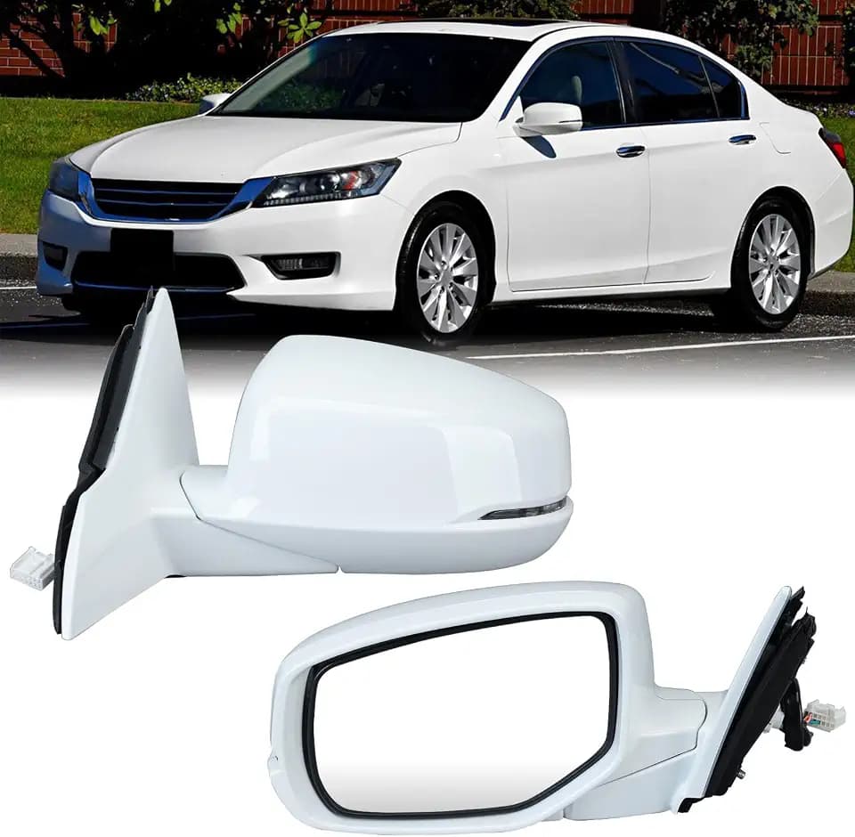 Left Side Mirror Compatible with Honda Accord Sedan 2013-2017 White 6Pins