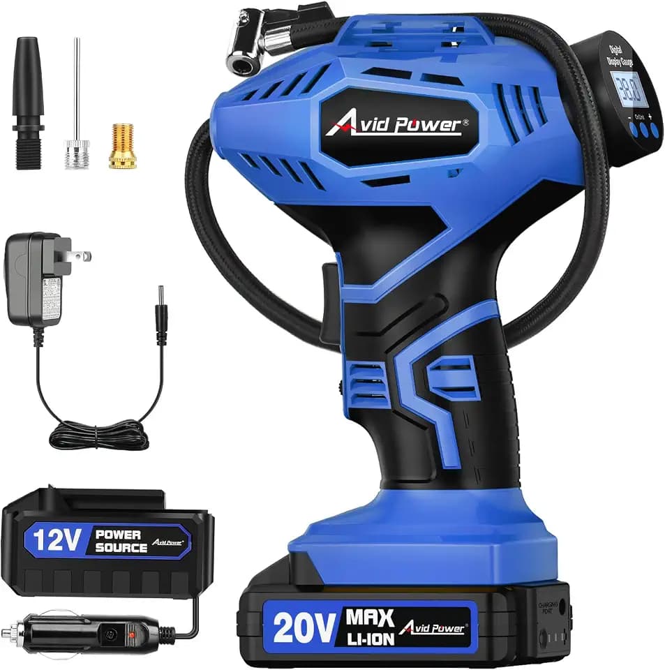 AVID POWER 20V Rechargeable Cordless Tire Inflator Portable Air Compressor