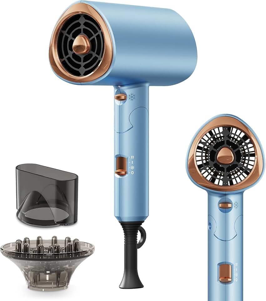Haartrockner 【Faltbar & 20M Ionen】 2000 W, professionell, schnelltrocknend mit 2 Geschwindigkeiten, 3 Hitze, Kaltstufe, Diffusor & Konzentrator, Stylingkämme, für Männer & Frauen Reisen