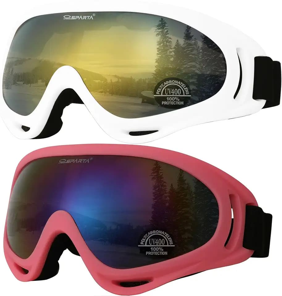 2-Packung Skibrille, Snowboard Brille für Männer, Frauen, Jugend, Kinder, Jungen oder Mädchen