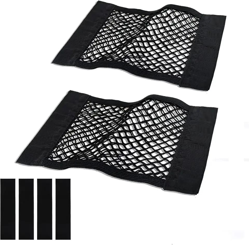 Universal Mesh Cargo Net for Car Trunk Storage,Elastic Small Automotive Cargo Net Pocket Wall Sticker Organizer Pouch Bag Storage for SUV,2 Pack with Tape Stickers