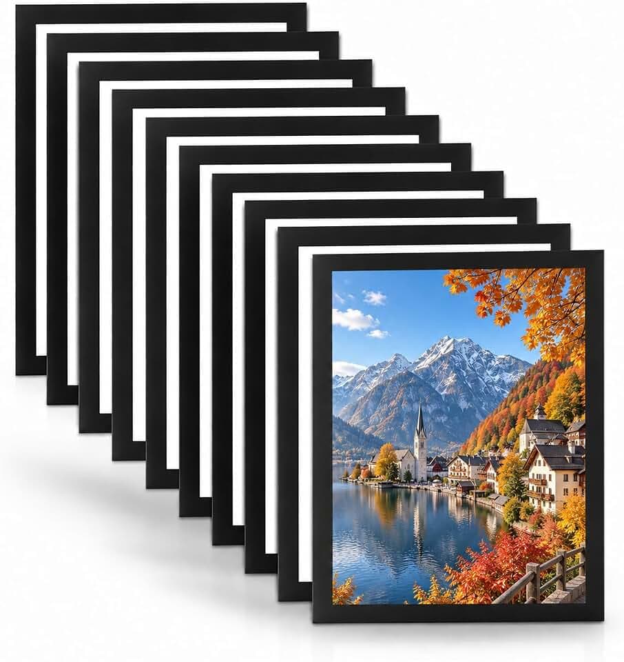 10 Stück Magnetrahmen A4 selbstklebend, schwarz Rand, Magnetverschluss