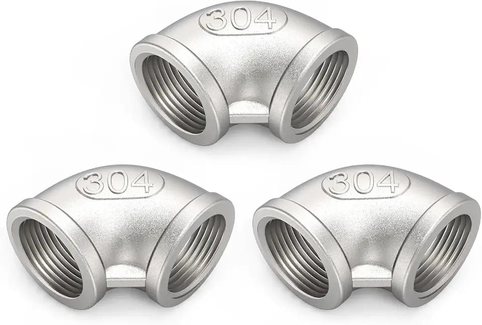 ChillWaves 304 Stainless Steel Pipe Fitting, 90 Degree Elbow 3/4" NPT Female x 3/4" NPT Female Thread Adapter(3-PACK)