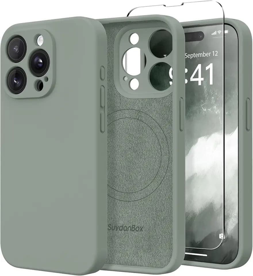 Magnetic for iPhone 15 Pro Max Case Silicone Calke Green